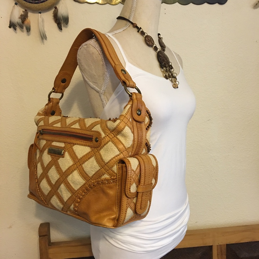 Vintage Isabella Fiore lattice leather beaded bag